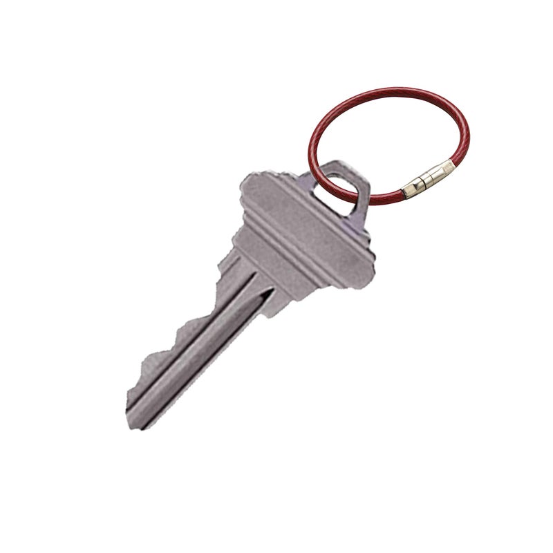 Lucky Line 4-1/2" Locking Cable Key Ring, Crimp to Permanently Close, Nylon Coated Steel Wire, Corrosion-Resistant, 25 Pack, Red (80870) - Image 2